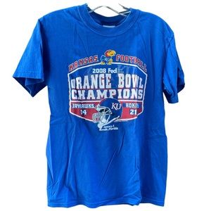 Step Ahead Sportswear KU Jayhawk 2008 Orange Bowl Win Short Sleeve Tee Medium